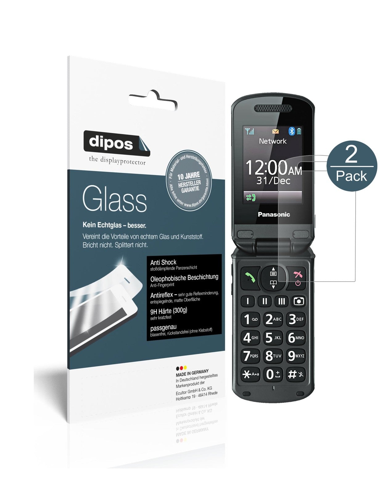 Matte Displayschutzfolie von dipos passend für Panasonic KX-TU329, 9H kratzfest und blasenfrei montiert