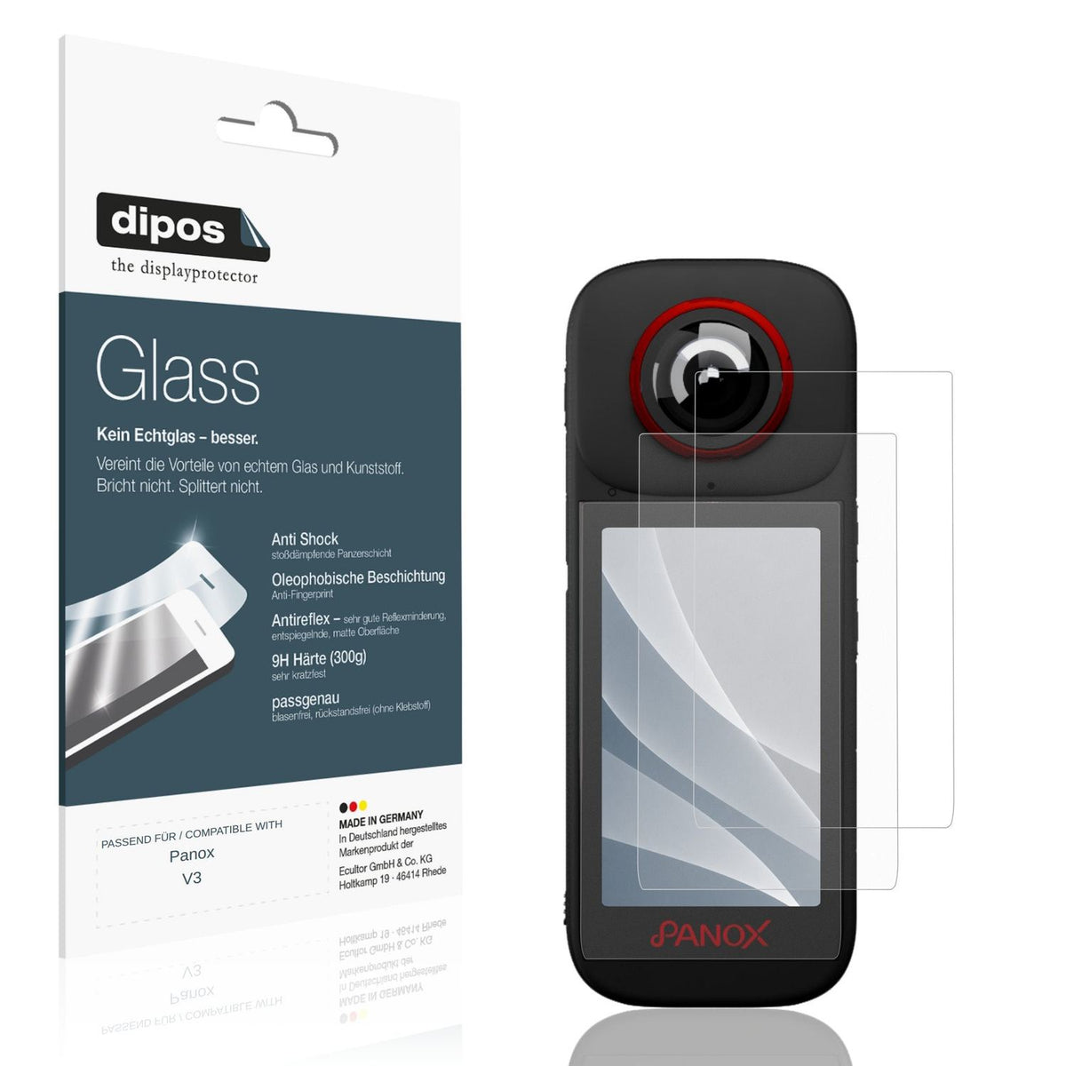 Matte Displayschutzfolie von dipos passend für Panox V3, 9H kratzfest und blasenfrei montiert
