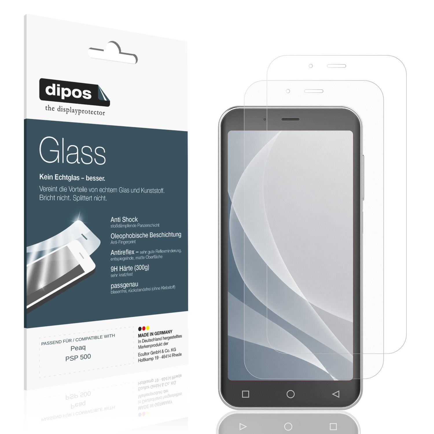 Matte Displayschutzfolie von dipos passend für Peaq PSP 500, 9H kratzfest und blasenfrei montiert