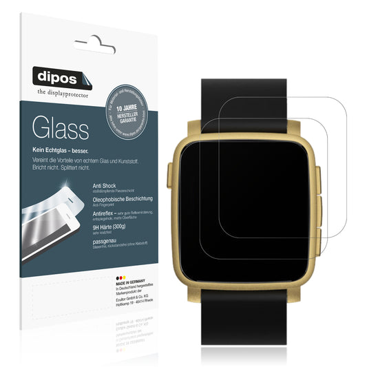Matte Displayschutzfolie von dipos passend für Pebble Time 2, 9H kratzfest und blasenfrei montiert