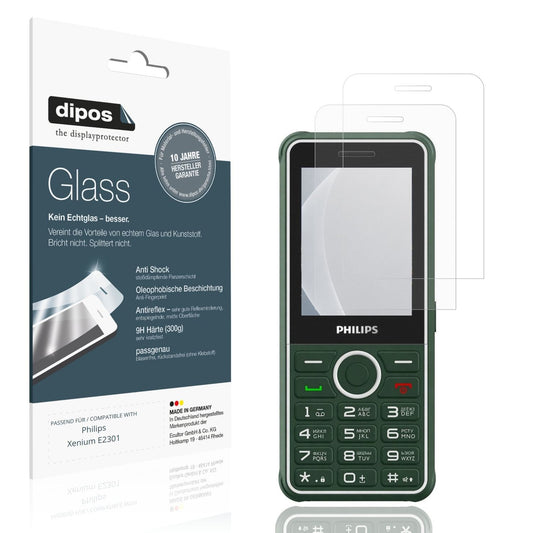 Matte Displayschutzfolie von dipos passend für Philips Xenium E2301, 9H kratzfest und blasenfrei montiert