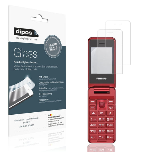 Matte Displayschutzfolie von dipos passend für Philips Xenium E2601, 9H kratzfest und blasenfrei montiert