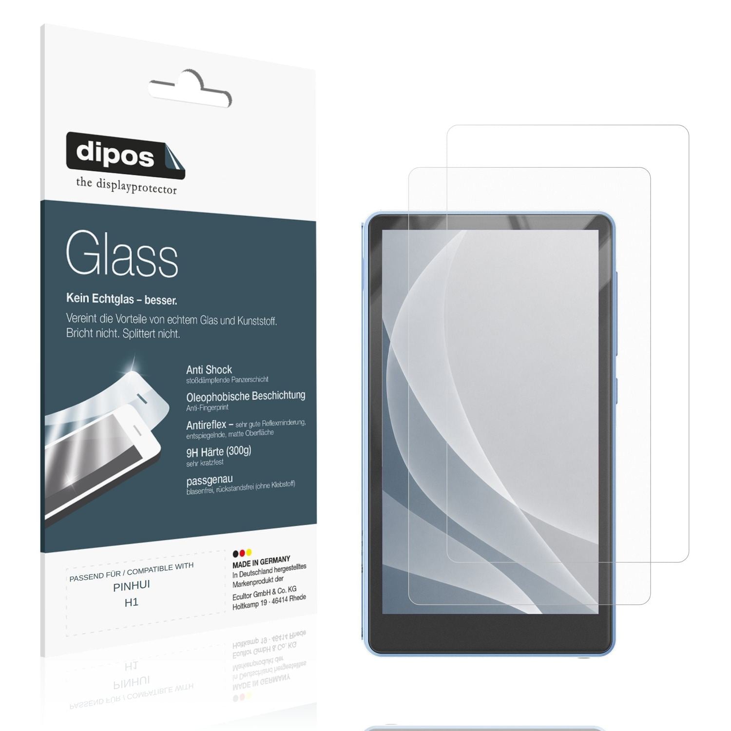 Matte Displayschutzfolie von dipos passend für PINHUI H1, 9H kratzfest und blasenfrei montiert
