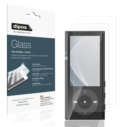 Matte Displayschutzfolie von dipos passend für PlayerPure A9 MP3-Player, 9H kratzfest und blasenfrei montiert