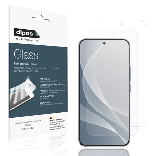 Matte Displayschutzfolie von dipos passend für Poco X8 Pro Max, 9H kratzfest und blasenfrei montiert