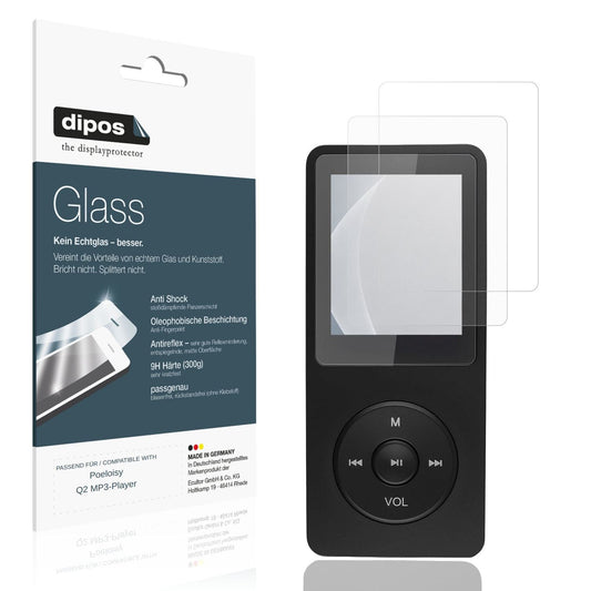 Matte Displayschutzfolie von dipos passend für Poeloisy Q2 MP3-Player, 9H kratzfest und blasenfrei montiert