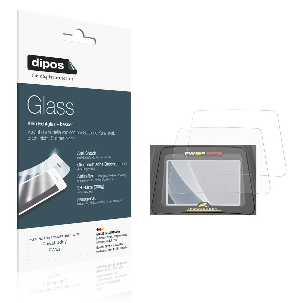 Matte Displayschutzfolie von dipos passend für PowaKaddy FW5s, 9H kratzfest und blasenfrei montiert