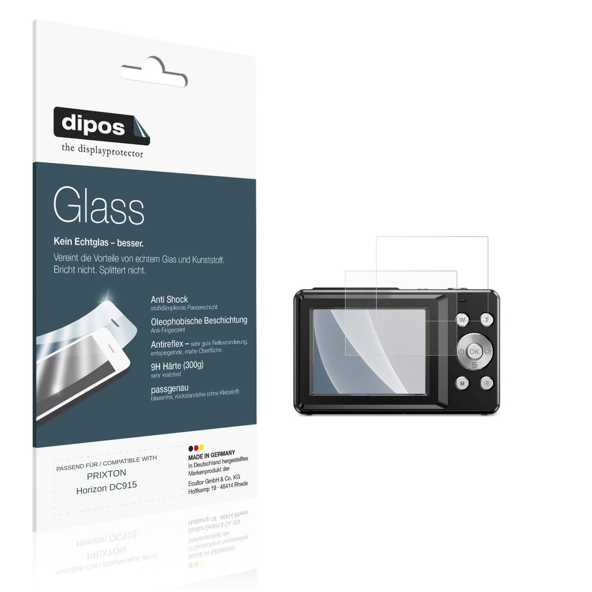Matte Displayschutzfolie von dipos passend für PRIXTON Horizon DC915, 9H kratzfest und blasenfrei montiert
