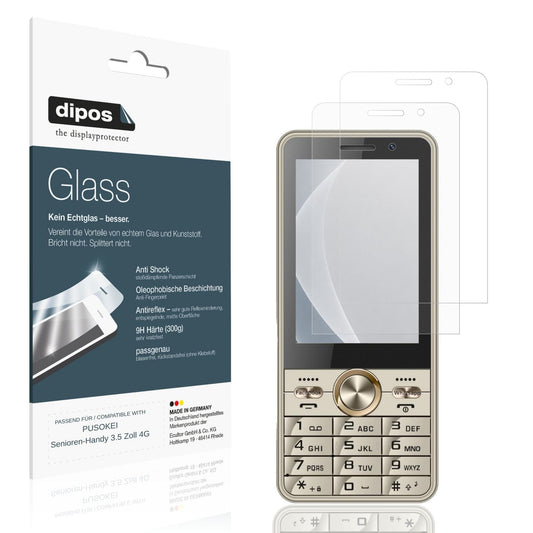 Matte Displayschutzfolie von dipos passend für PUSOKEI Senioren-Handy 3.5 Zoll 4G, 9H kratzfest und blasenfrei montiert