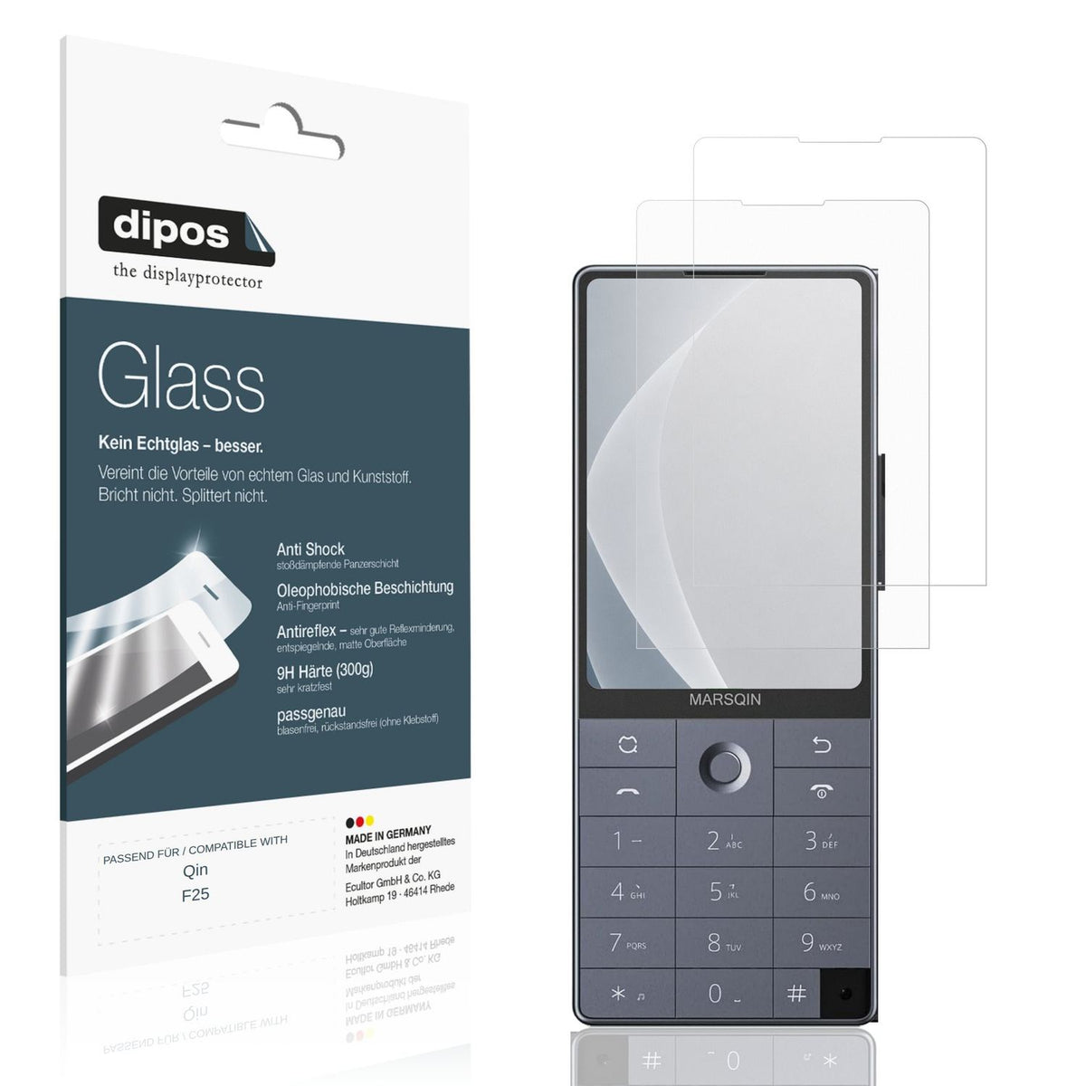 Matte Displayschutzfolie von dipos passend für Qin F25, 9H kratzfest und blasenfrei montiert