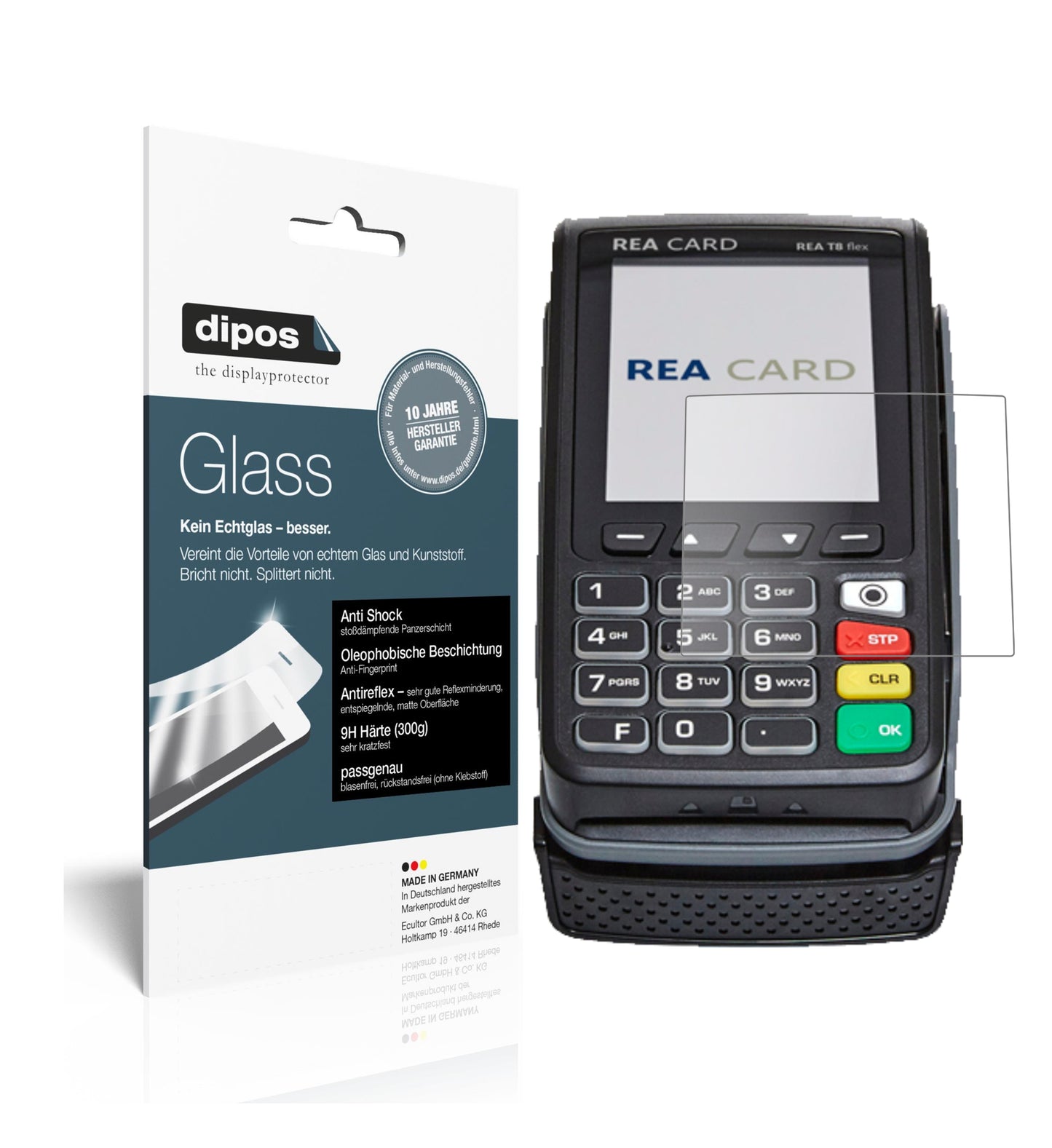 Matte Displayschutzfolie von dipos passend für REA CARD T8 flex Terminal, 9H kratzfest und blasenfrei montiert