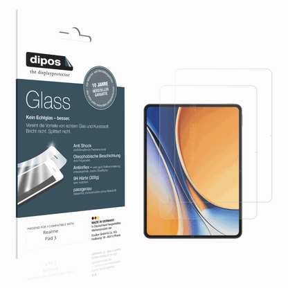 Matte Displayschutzfolie von dipos passend für Realme Pad 3, 9H kratzfest und blasenfrei montiert