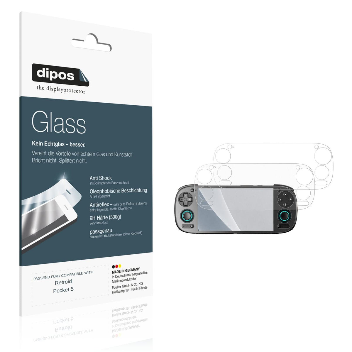 Matte Displayschutzfolie von dipos passend für Retroid Pocket 5, 9H kratzfest und blasenfrei montiert