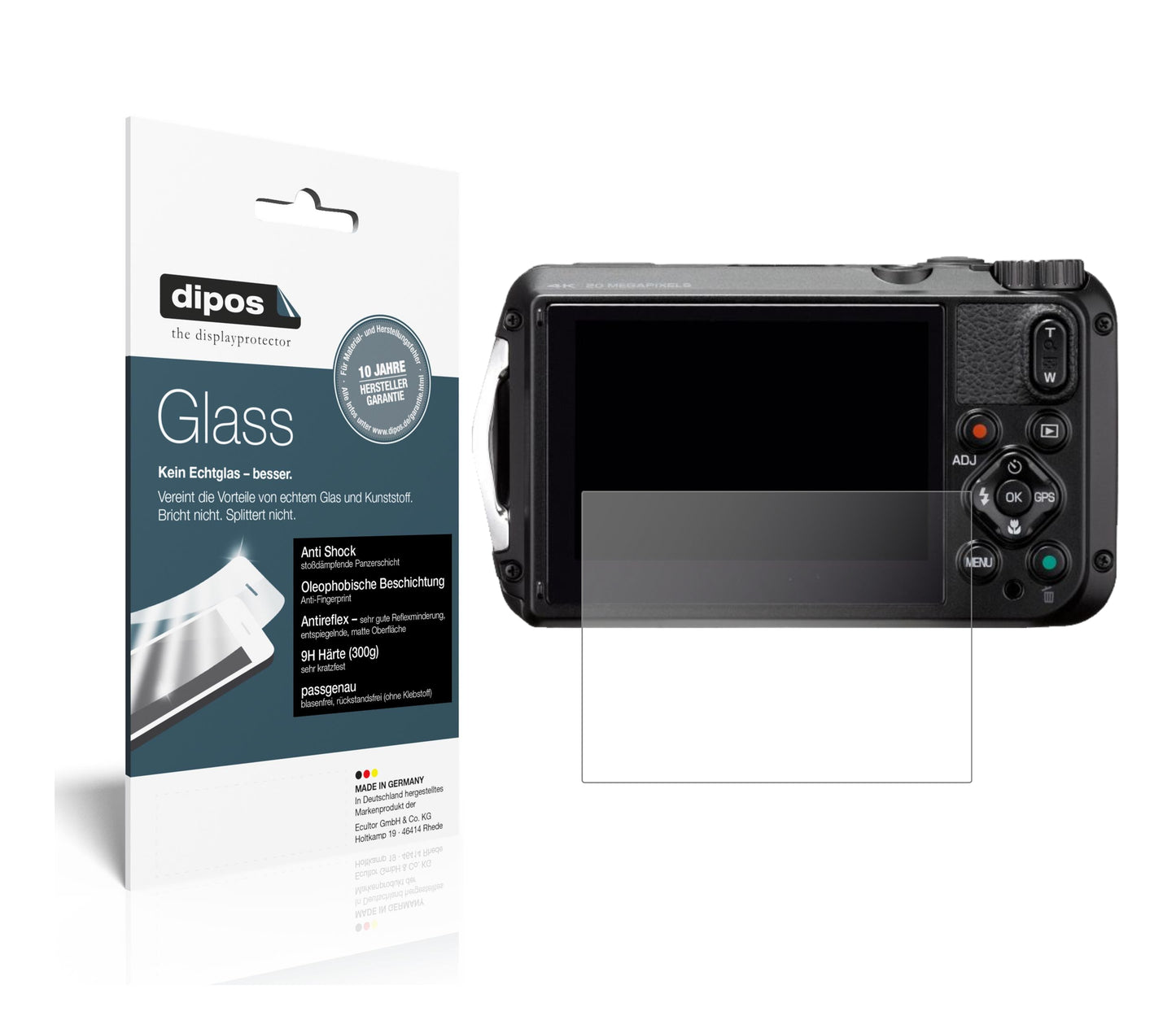 Matte Displayschutzfolie von dipos passend für Ricoh WG-6, 9H kratzfest und blasenfrei montiert