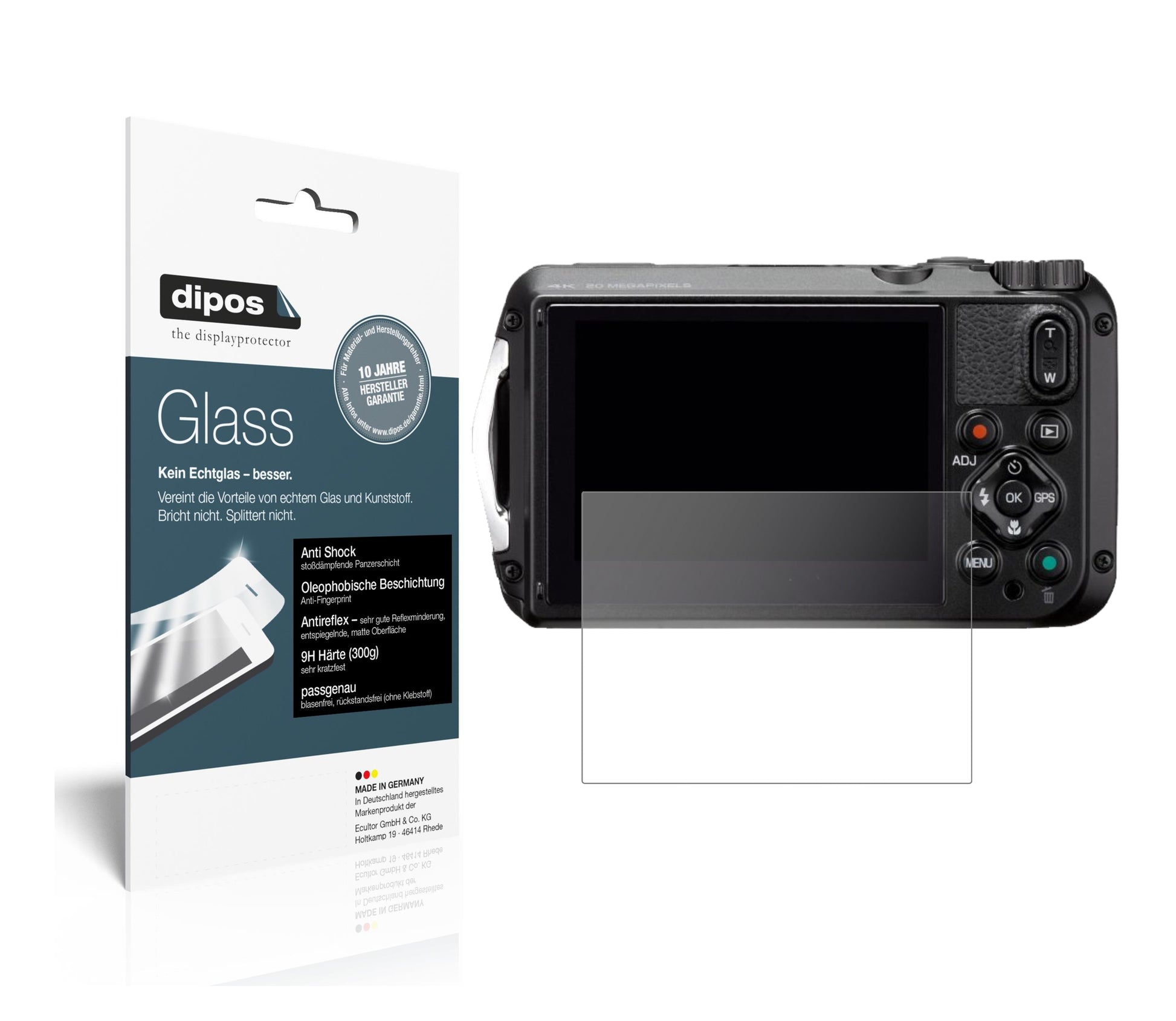Matte Displayschutzfolie von dipos passend für Ricoh WG-6, 9H kratzfest und blasenfrei montiert