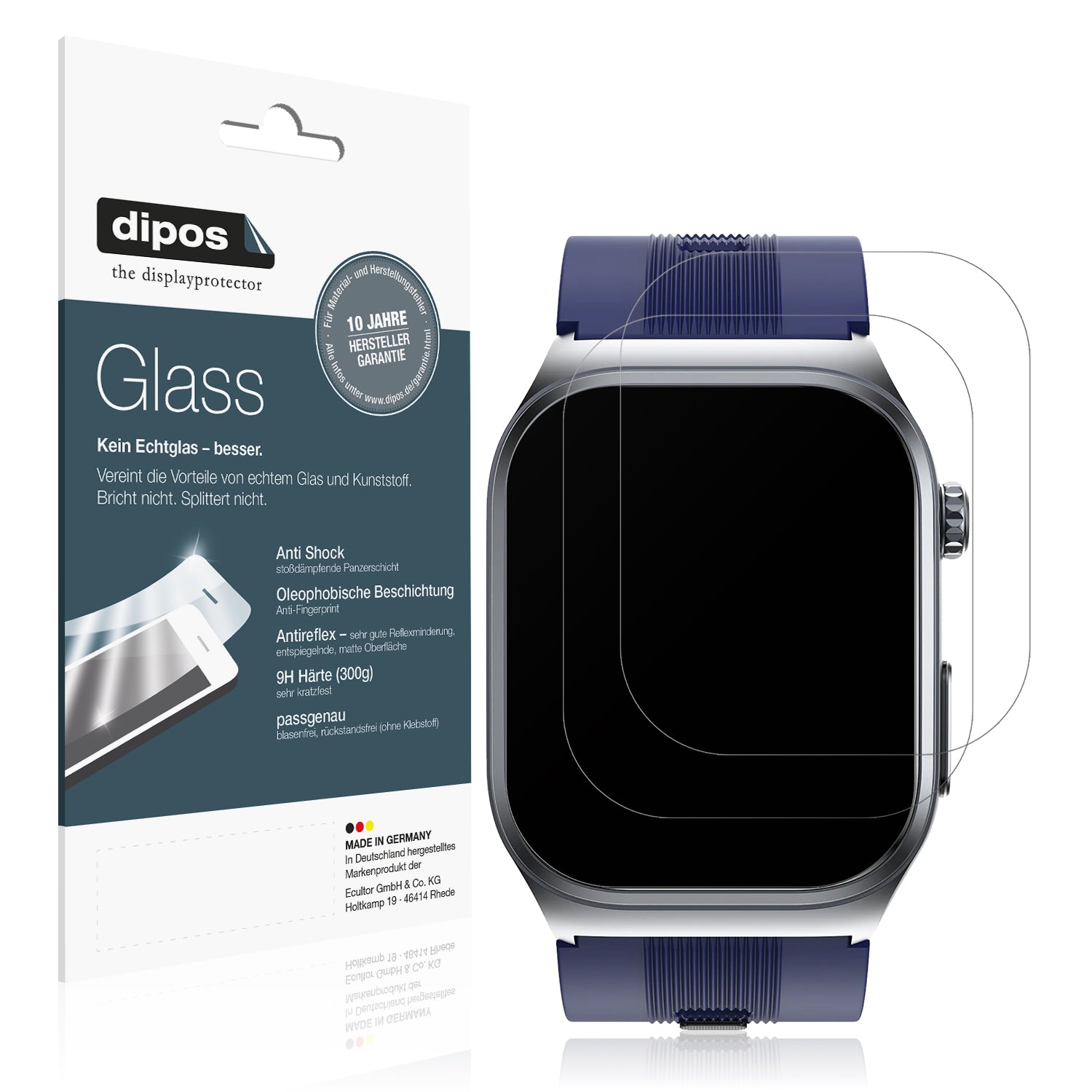 Matte Displayschutzfolie von dipos passend für Rogbid Rowatch D1, 9H kratzfest und blasenfrei montiert