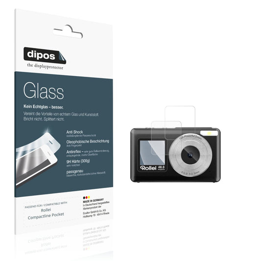 Matte Displayschutzfolie von dipos passend für Rollei Compactline Pocket Aussenseite, 9H kratzfest und blasenfrei montiert