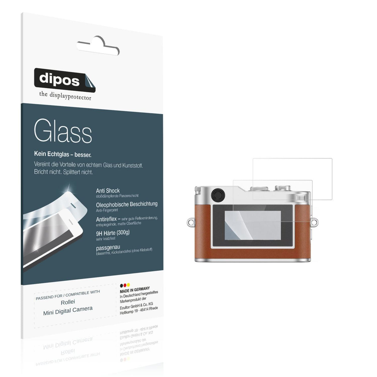 Matte Displayschutzfolie von dipos passend für Rollei Mini Digital Camera, 9H kratzfest und blasenfrei montiert