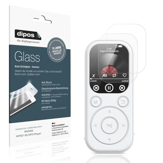 Matte Displayschutzfolie von dipos passend für RWSRW MP301-BS MP3-Player, 9H kratzfest und blasenfrei montiert