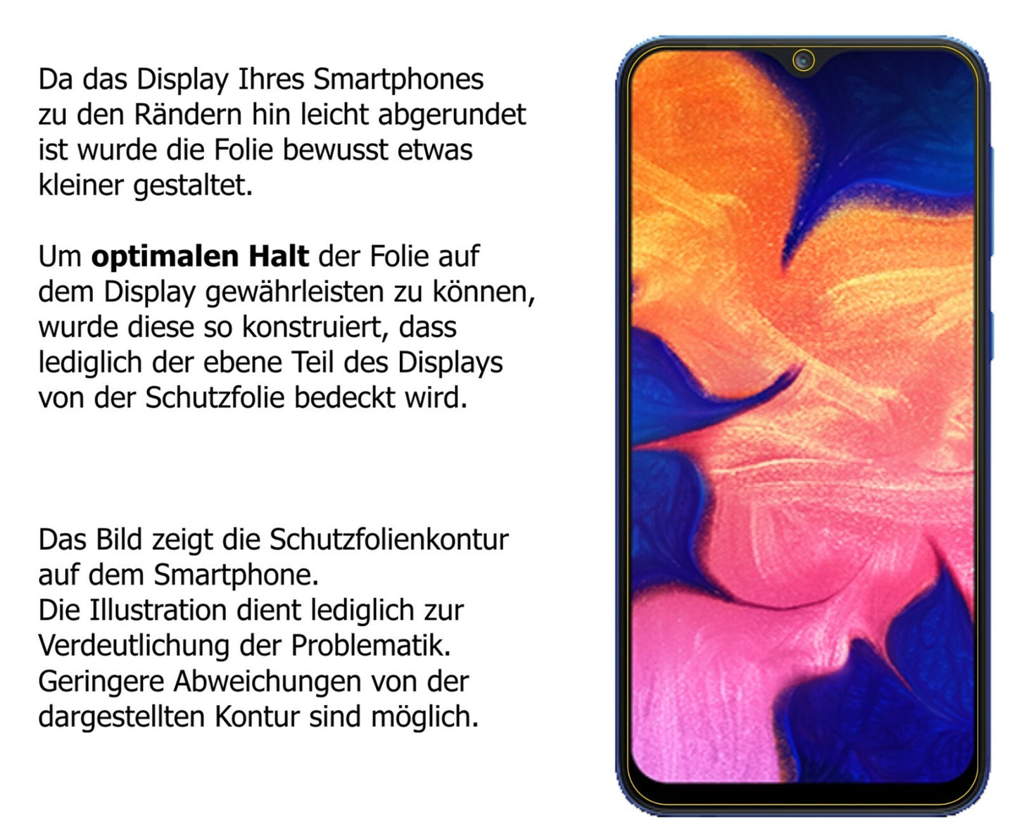 Klare Displayschutzfolie von dipos passend für Samsung Galaxy A10, 9H kratzfest und blasenfrei montiert