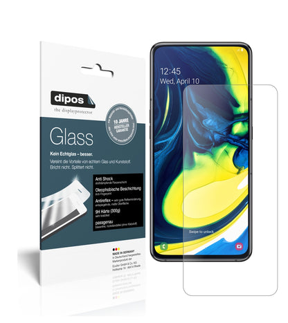 Matte Displayschutzfolie von dipos passend für Samsung Galaxy A80, 9H kratzfest und blasenfrei montiert