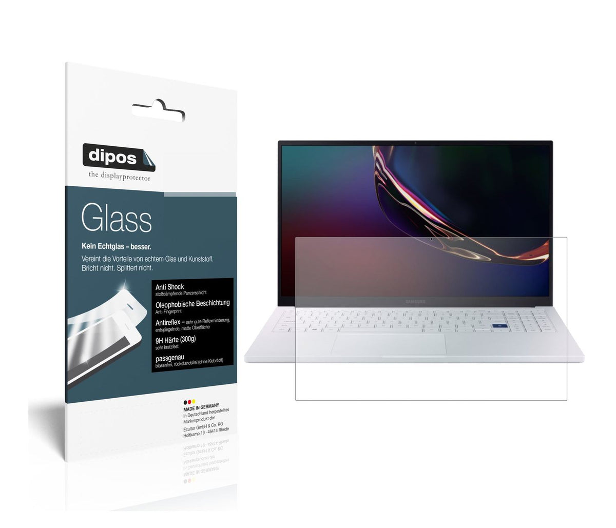 Matte Displayschutzfolie von dipos passend für Samsung Galaxy Book Ion 15.6 Zoll, 9H kratzfest und blasenfrei montiert