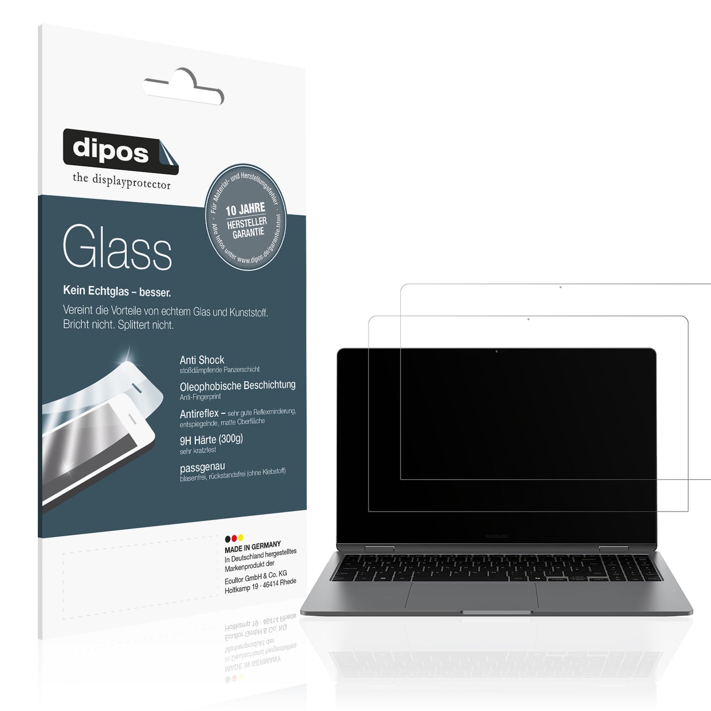 Matte Displayschutzfolie von dipos passend für Samsung Galaxy Book5 360 15.6 Zoll, 9H kratzfest und blasenfrei montiert