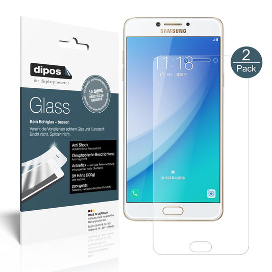 Matte Displayschutzfolie von dipos passend für Samsung Galaxy C7 Pro, 9H kratzfest und blasenfrei montiert
