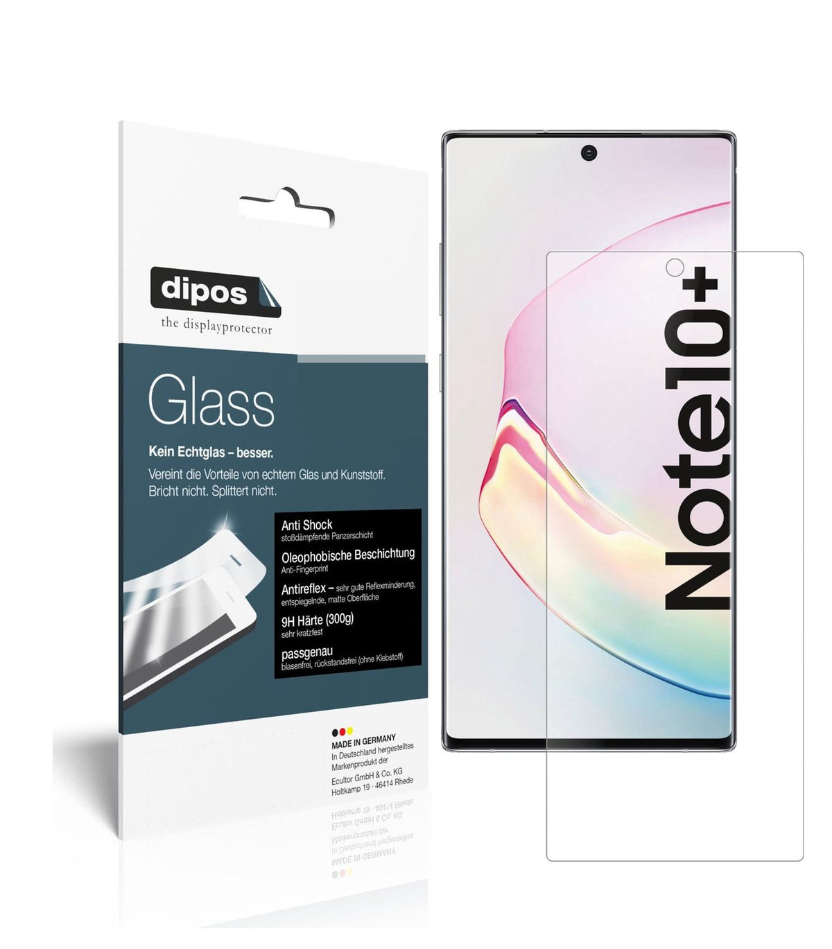 Matte Displayschutzfolie von dipos passend für Samsung Galaxy Note 10 Plus, 9H kratzfest und blasenfrei montiert