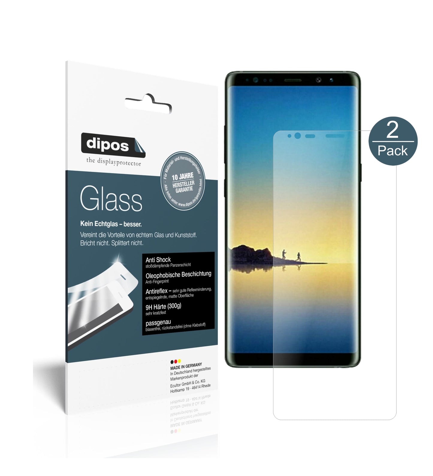 Matte Displayschutzfolie von dipos passend für Samsung Galaxy Note 8, 9H kratzfest und blasenfrei montiert