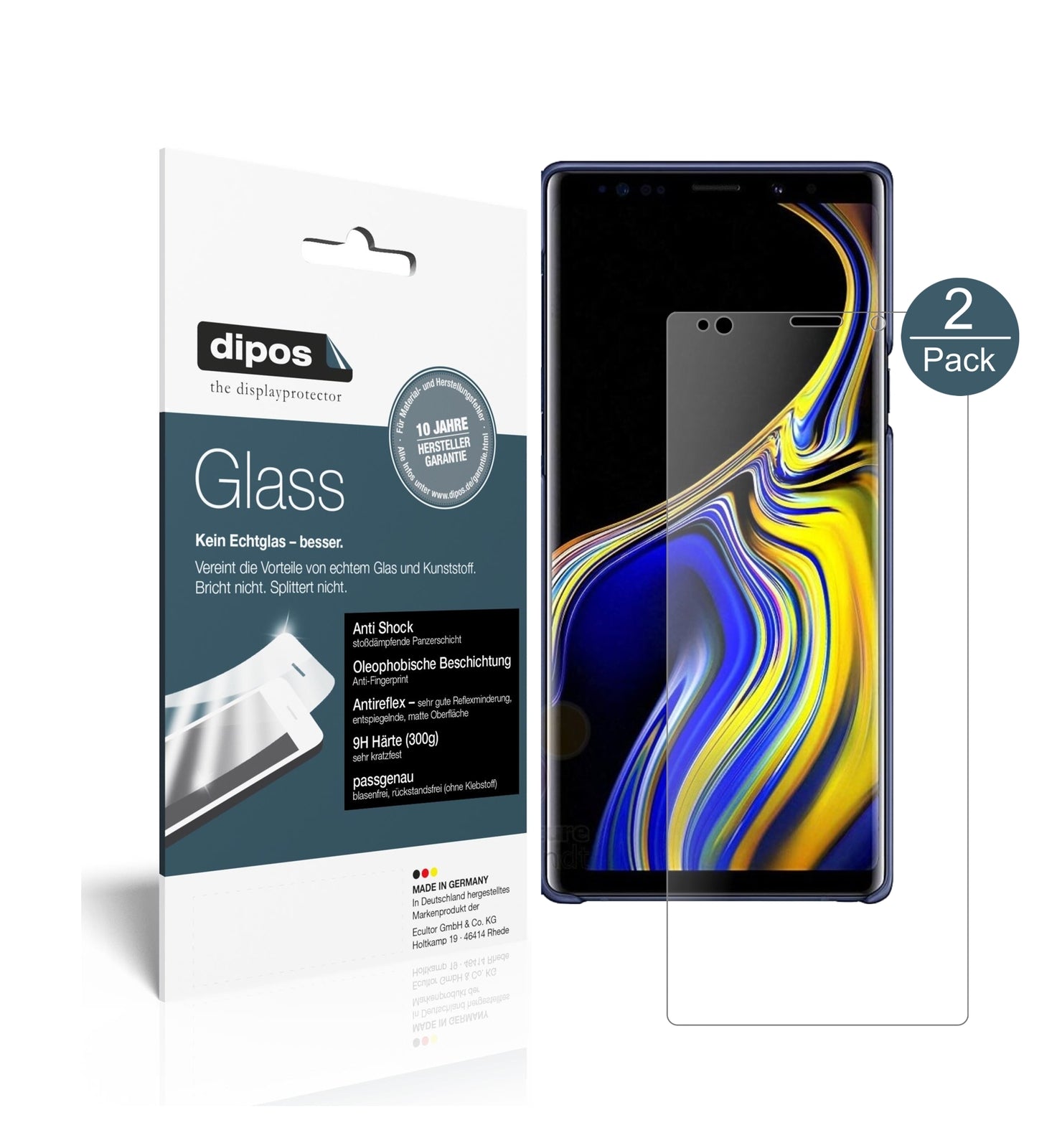 Matte Displayschutzfolie von dipos passend für Samsung Galaxy Note 9, 9H kratzfest und blasenfrei montiert