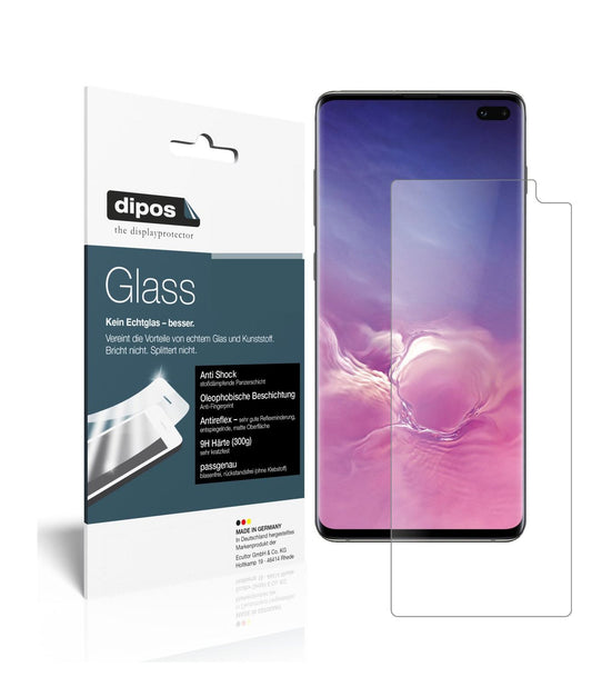 Matte Displayschutzfolie von dipos passend für Samsung Galaxy S10 Plus, 9H kratzfest und blasenfrei montiert