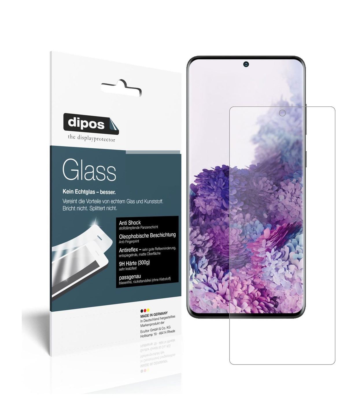 Matte Displayschutzfolie von dipos passend für Samsung Galaxy S20 Plus 5G, 9H kratzfest und blasenfrei montiert