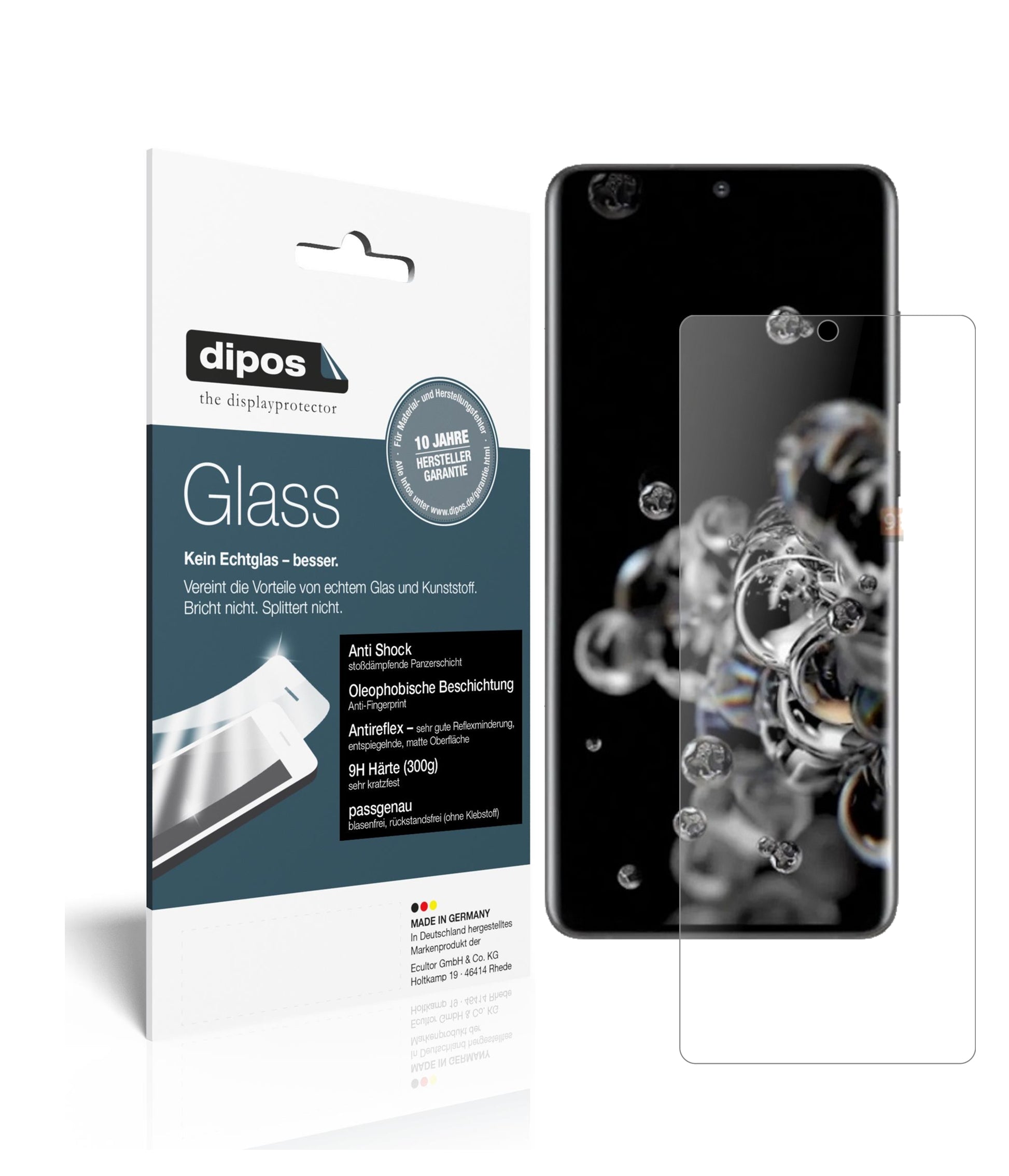 Matte Displayschutzfolie von dipos passend für Samsung Galaxy S20 Ultra, 9H kratzfest und blasenfrei montiert