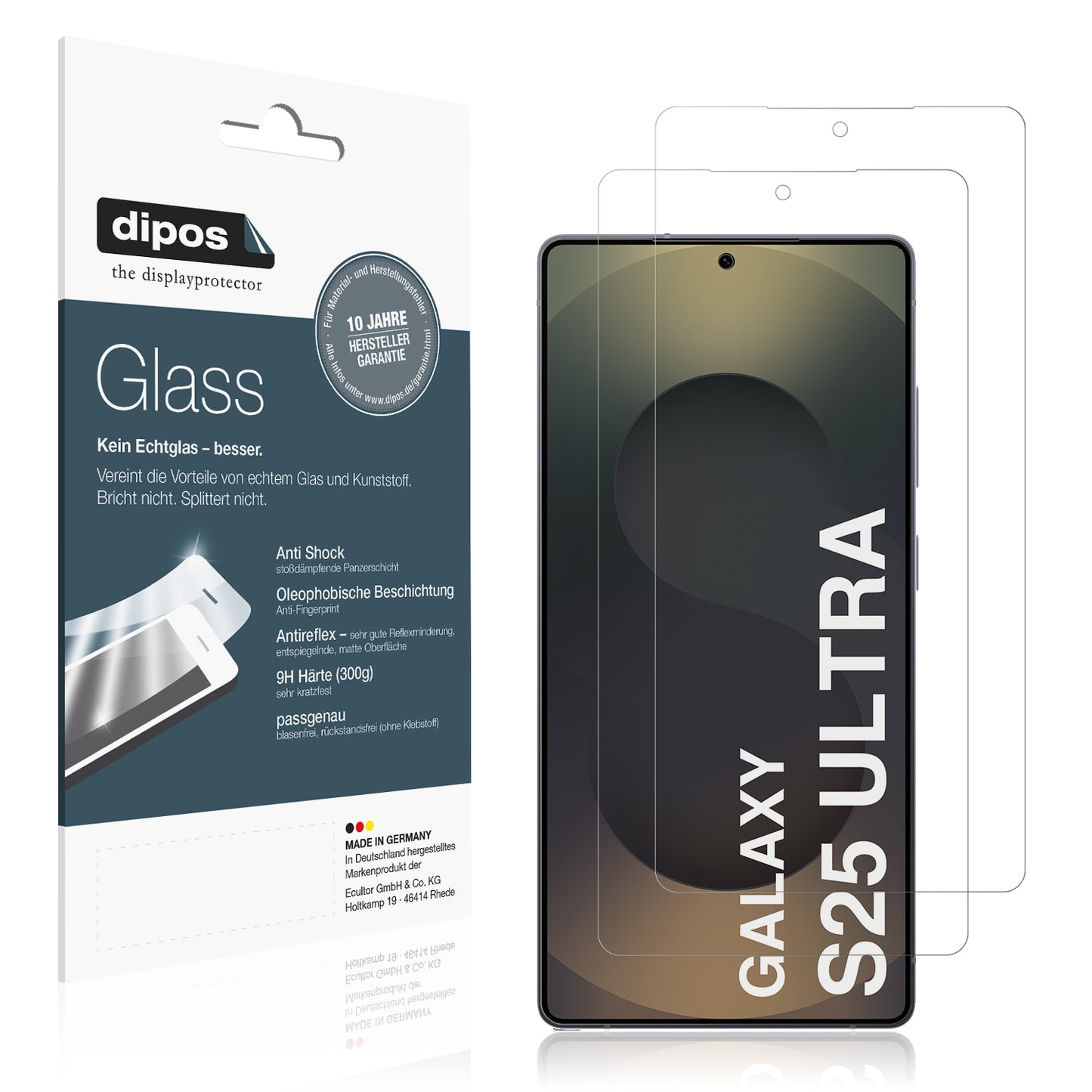 Matte Displayschutzfolie von dipos passend für Samsung Galaxy S25 Ultra Enterprise Edition, 9H kratzfest und blasenfrei montiert