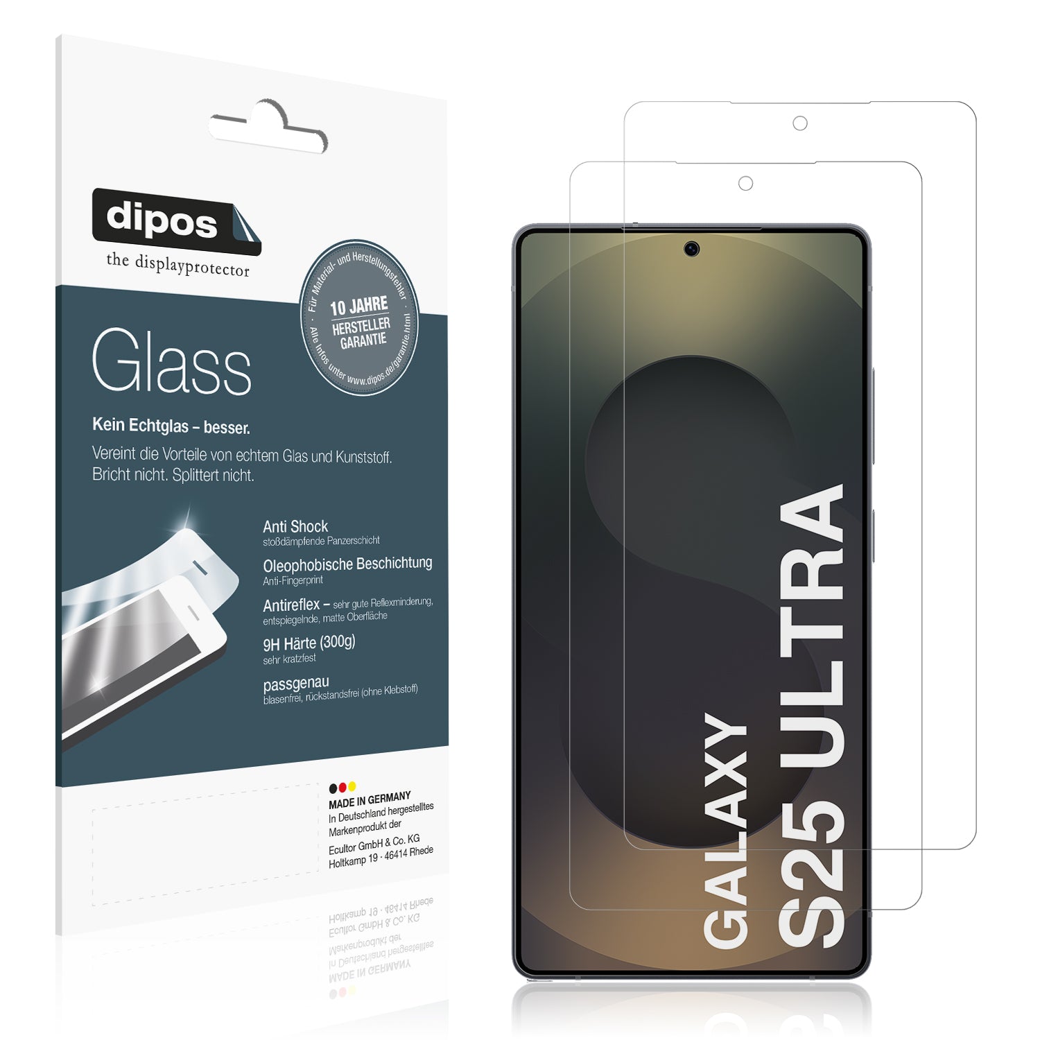 Matte Displayschutzfolie von dipos passend für Samsung Galaxy S25 Ultra Enterprise Edition, 9H kratzfest und blasenfrei montiert