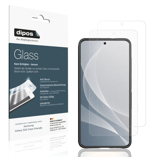Matte Displayschutzfolie von dipos passend für Samsung Galaxy S26 Case Friendly, 9H kratzfest und blasenfrei montiert