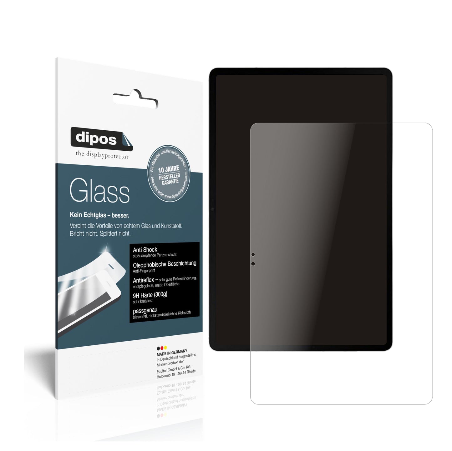 Matte Displayschutzfolie von dipos passend für Samsung Galaxy Tab S8 Plus, 9H kratzfest und blasenfrei montiert