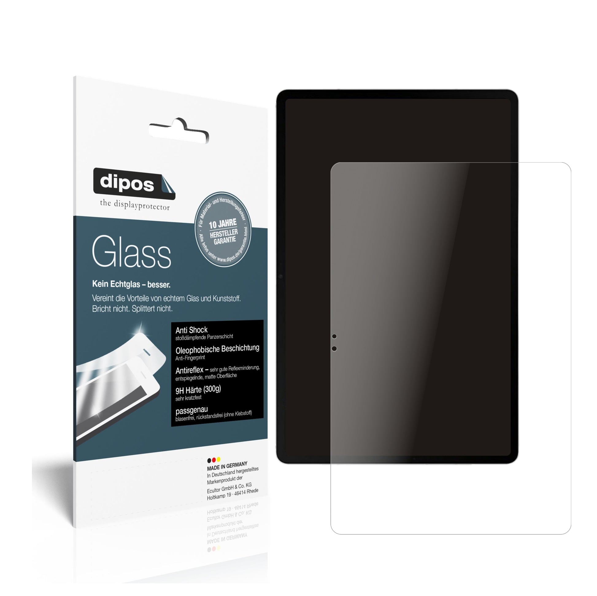 Matte Displayschutzfolie von dipos passend für Samsung Galaxy Tab S8 Plus, 9H kratzfest und blasenfrei montiert