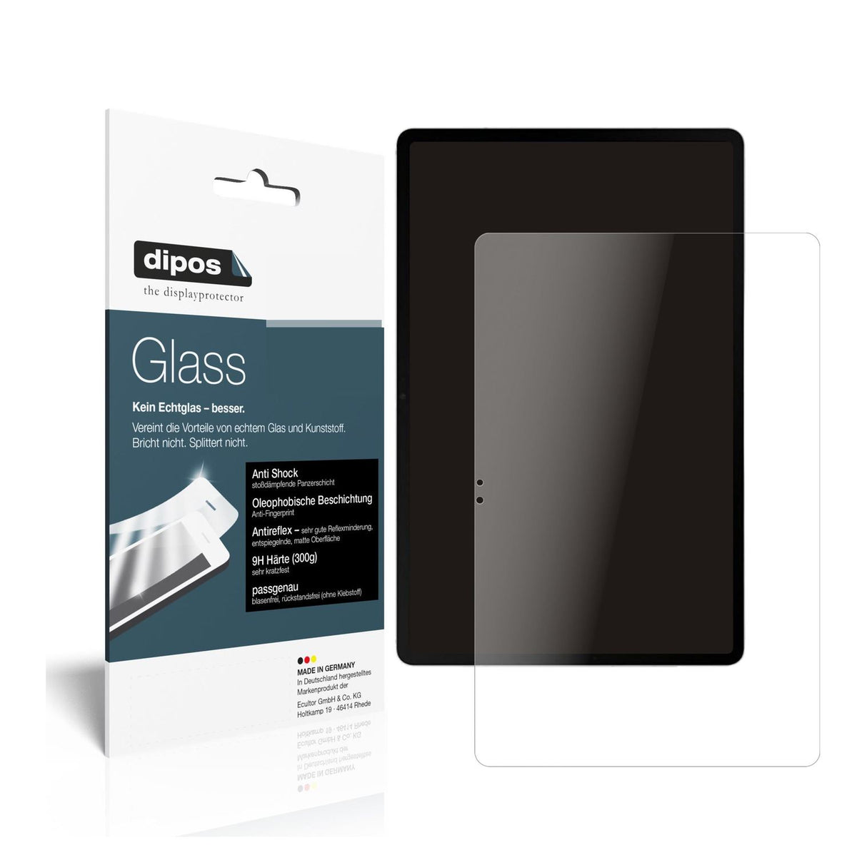 Matte Displayschutzfolie von dipos passend für Samsung Galaxy Tab S8 Plus, 9H kratzfest und blasenfrei montiert