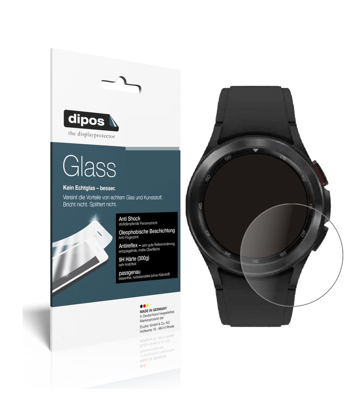Matte Displayschutzfolie von dipos passend für Samsung Galaxy Watch 4 Classic (42 mm), 9H kratzfest und blasenfrei montiert