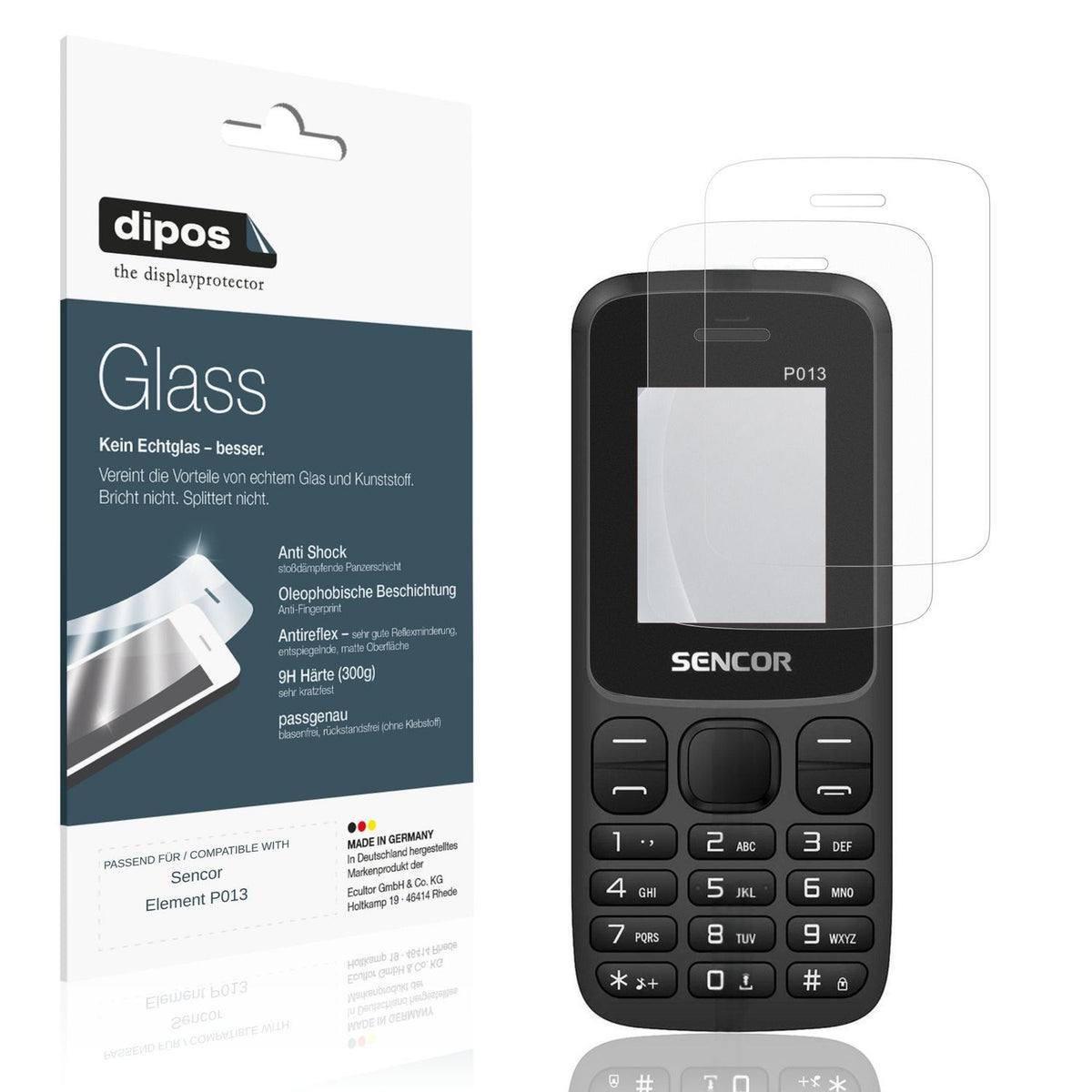 Matte Displayschutzfolie von dipos passend f�r Sencor Element P013, 9H kratzfest und blasenfrei montiert