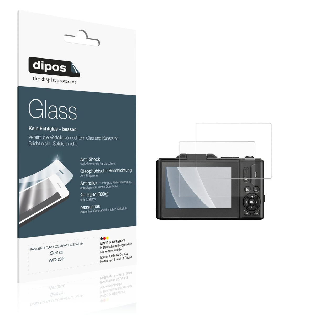 Matte Displayschutzfolie von dipos passend für Senzo WD05K, 9H kratzfest und blasenfrei montiert