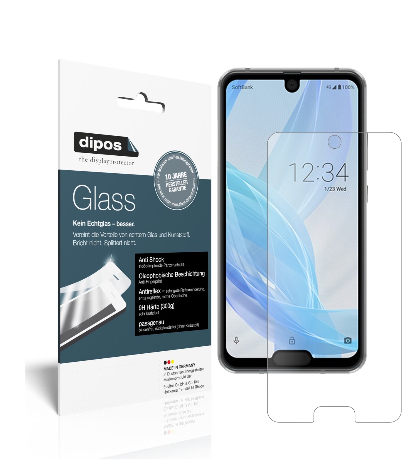 Matte Displayschutzfolie von dipos passend für Sharp Aquos R2 Compact, 9H kratzfest und blasenfrei montiert