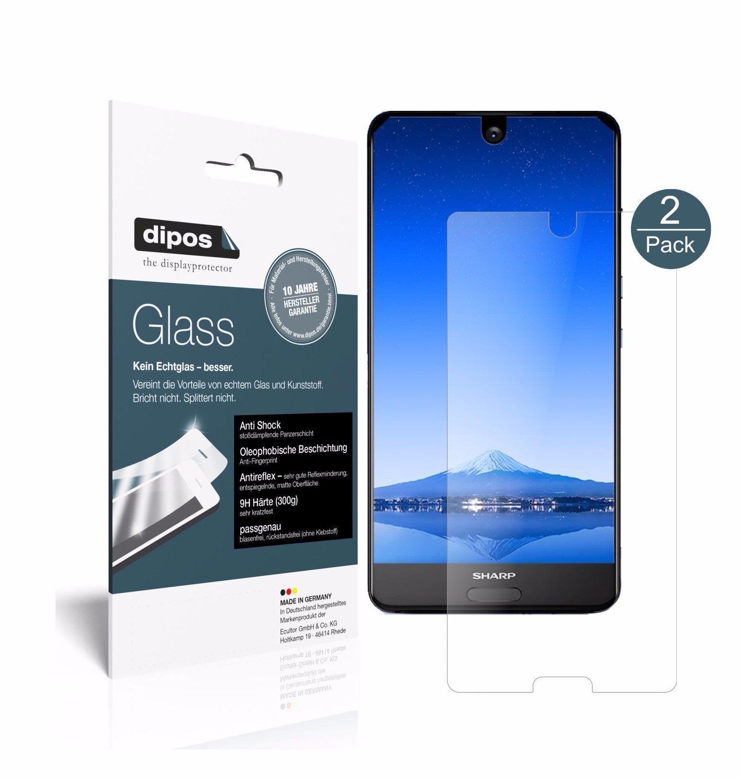 Matte Displayschutzfolie von dipos passend für Sharp Aquos S2, 9H kratzfest und blasenfrei montiert