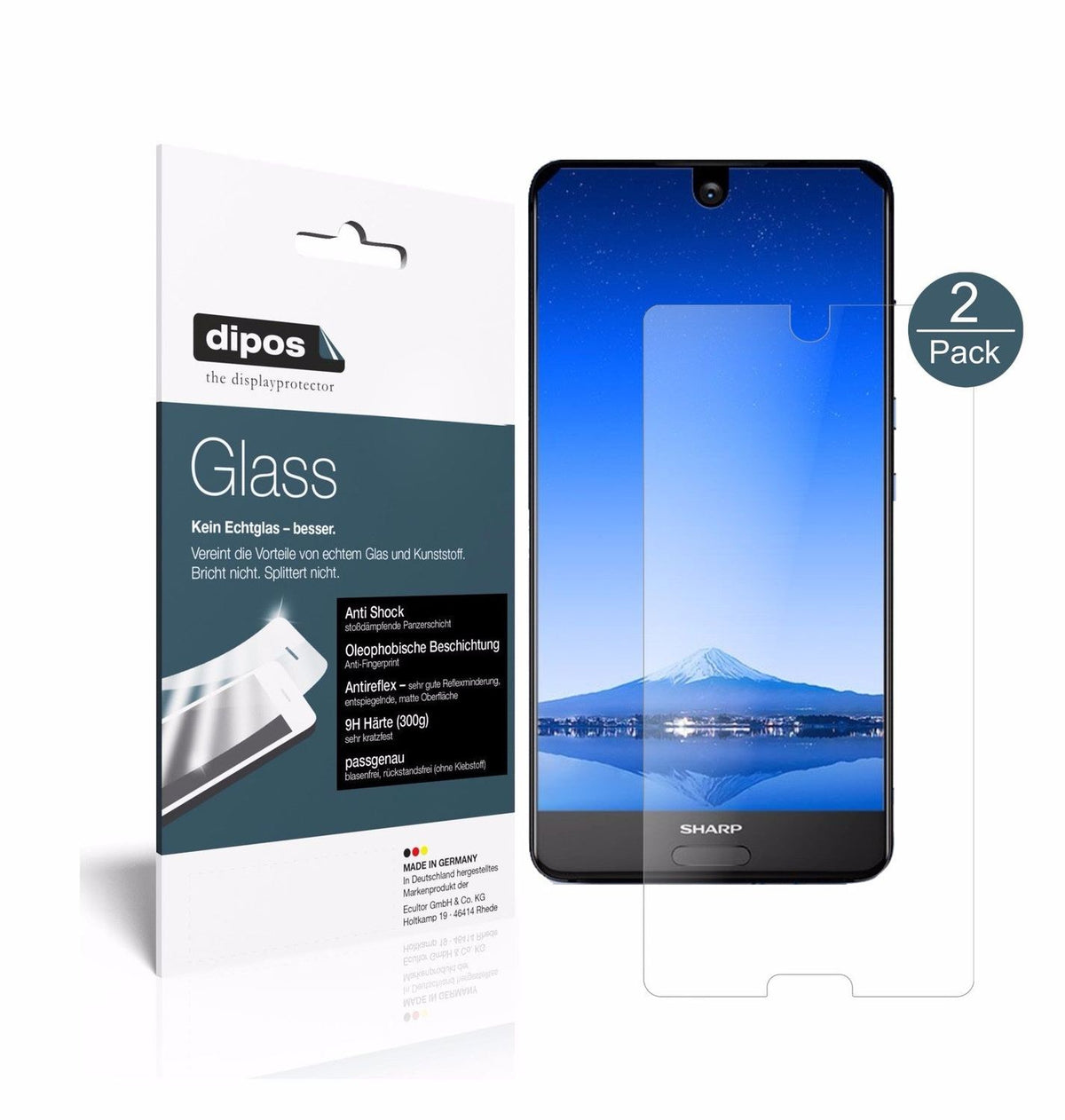 Matte Displayschutzfolie von dipos passend für Sharp Aquos S2, 9H kratzfest und blasenfrei montiert