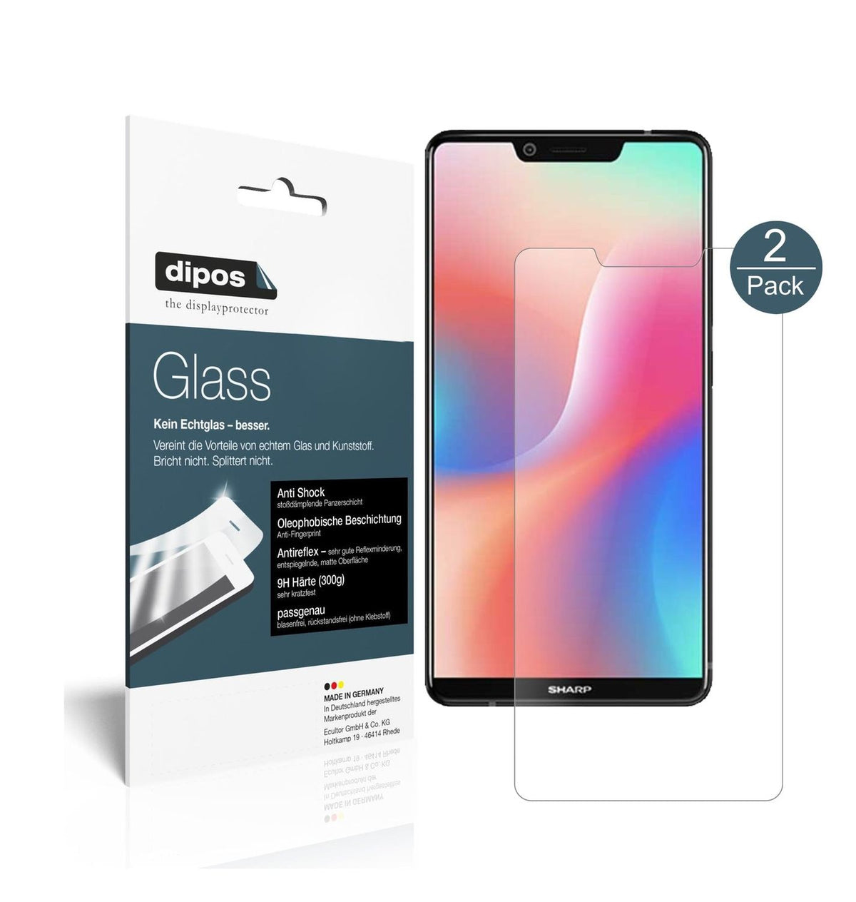 Matte Displayschutzfolie von dipos passend für Sharp Aquos S3 High Edition, 9H kratzfest und blasenfrei montiert