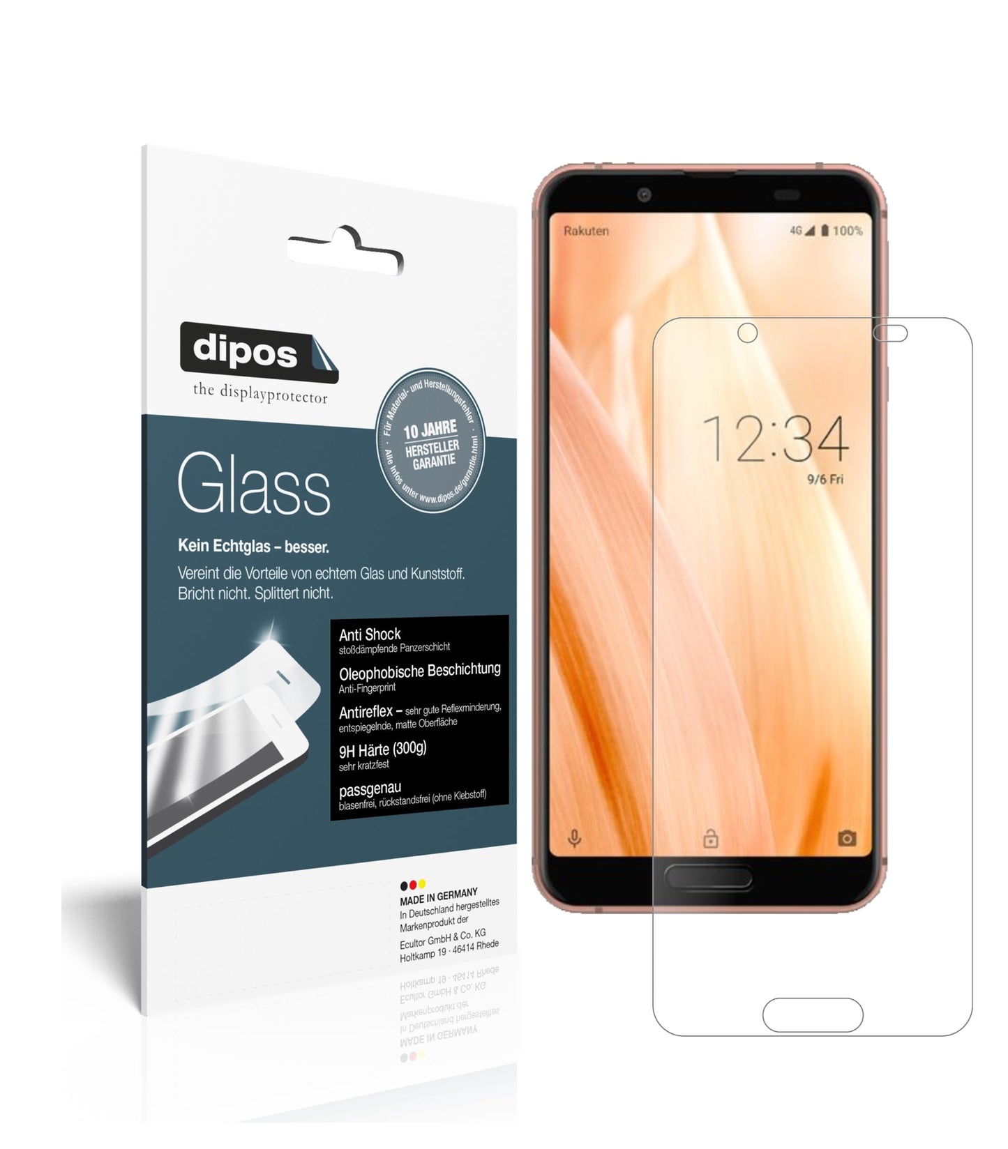 Matte Displayschutzfolie von dipos passend für Sharp Aquos Sense3, 9H kratzfest und blasenfrei montiert