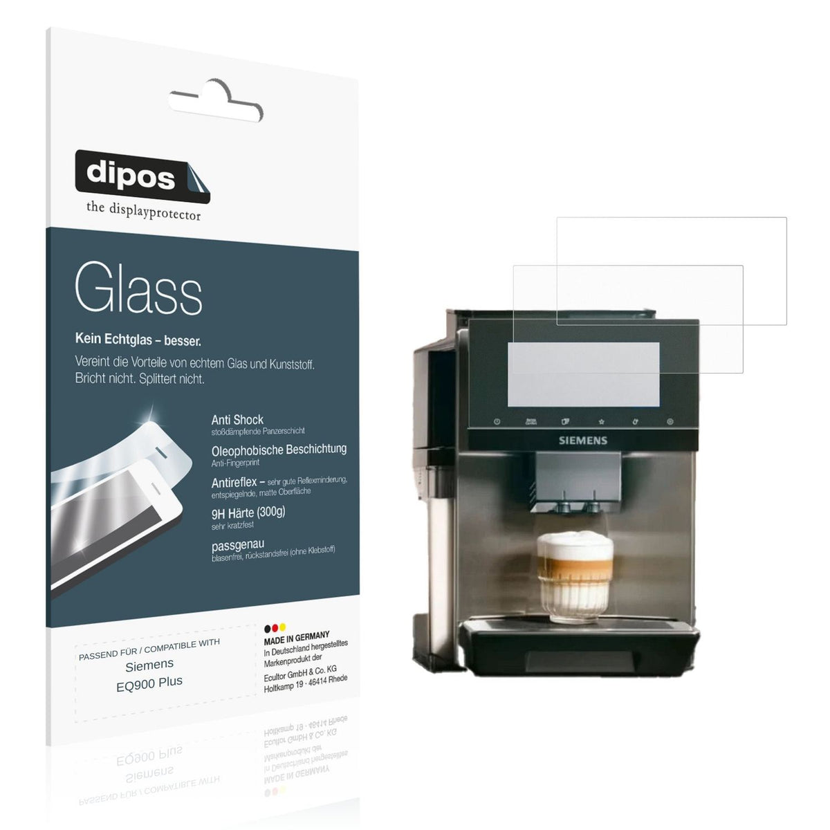 Matte Displayschutzfolie von dipos passend für Siemens EQ900 Plus, 9H kratzfest und blasenfrei montiert