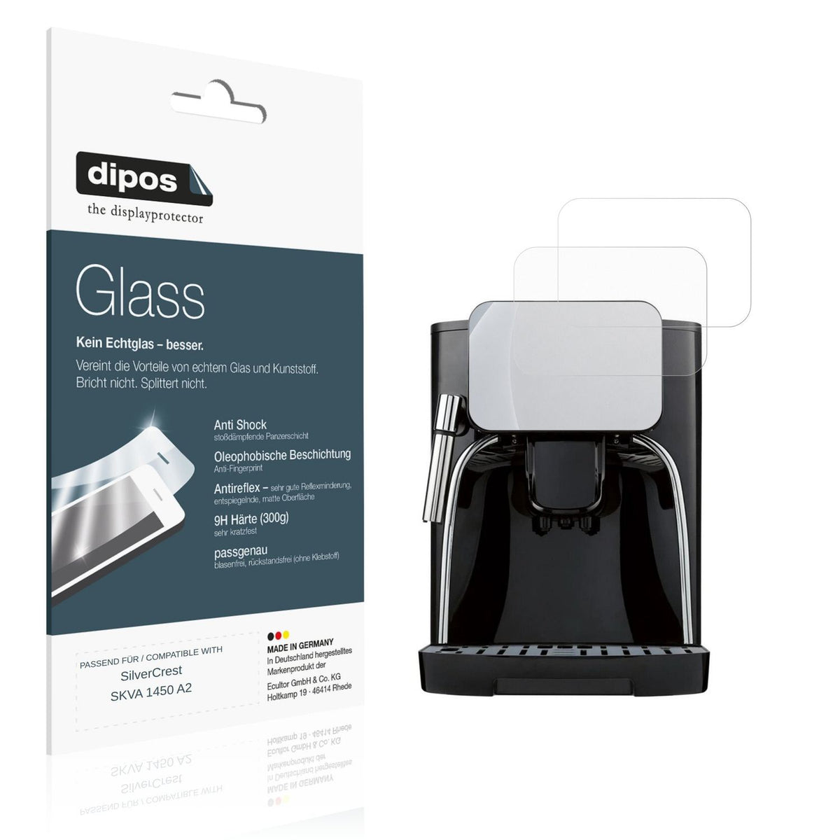 Matte Displayschutzfolie von dipos passend für SilverCrest SKVA 1450 A2, 9H kratzfest und blasenfrei montiert